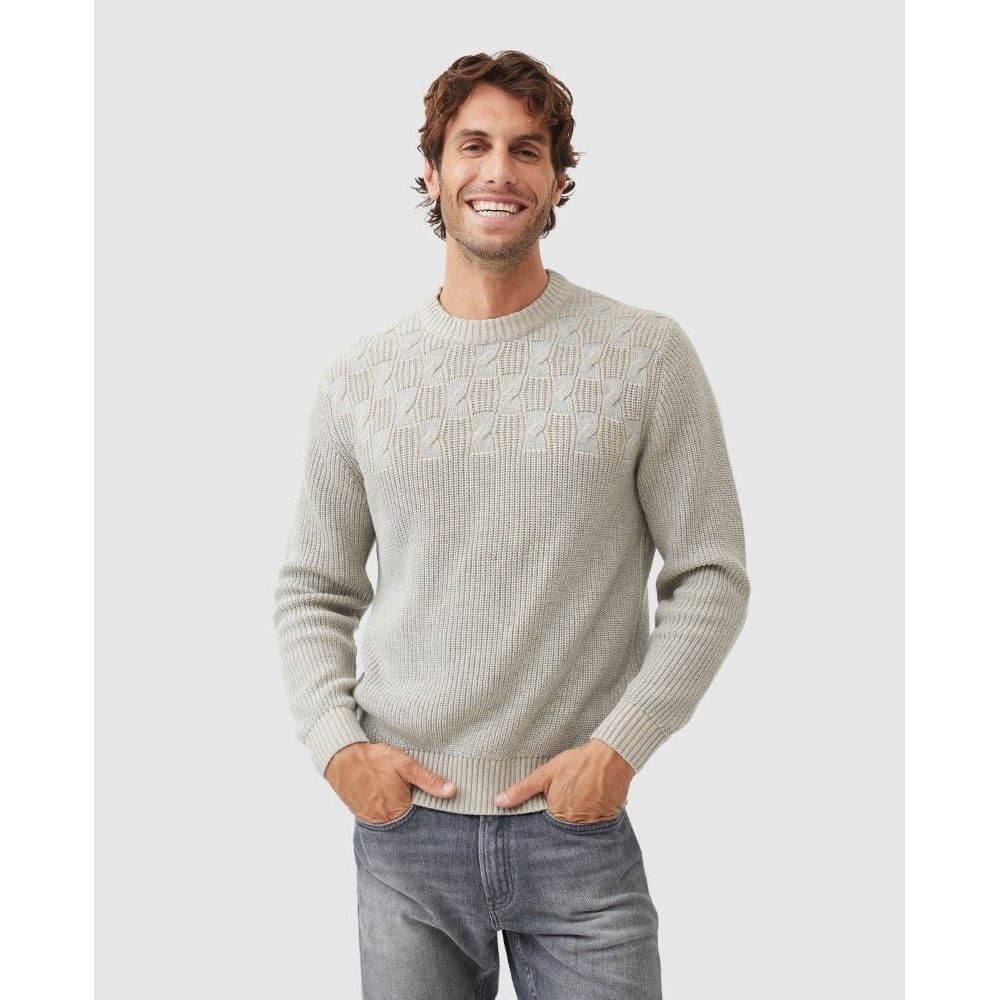 Rodd &‎ Gunn Mens 2XL Beige Crew Neck Cable Knit Sweater Australian Cotton